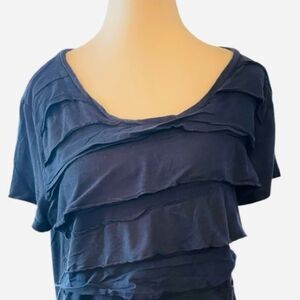 Merona Navy Ruffled Short Sleeve Top